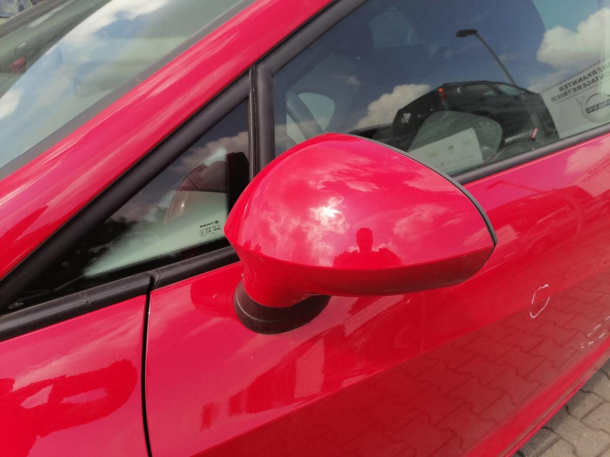 Seat Ibiza 6J original Au&szlig;enspiegel links elektrisch verstellbar LS3H Emocion Rot Bj.2009